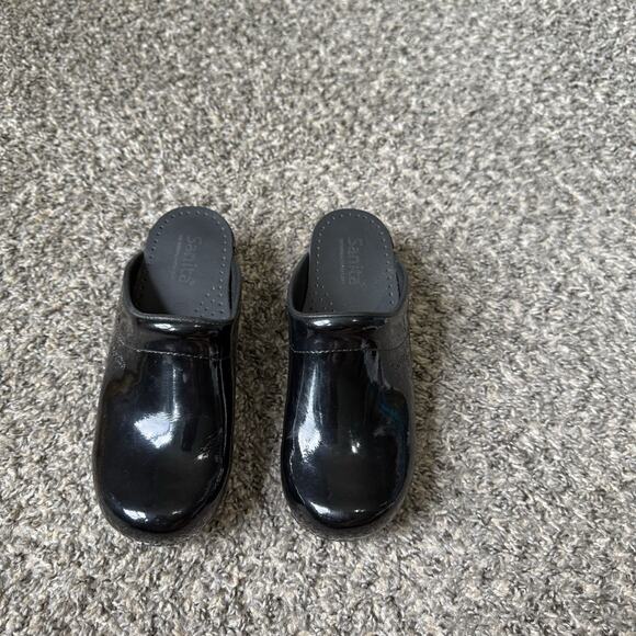 Sanita Slip On Clogs Mule Shoe Black Patent Leather Size 37 US 6.5-7 Comfort - Picture 3 of 12